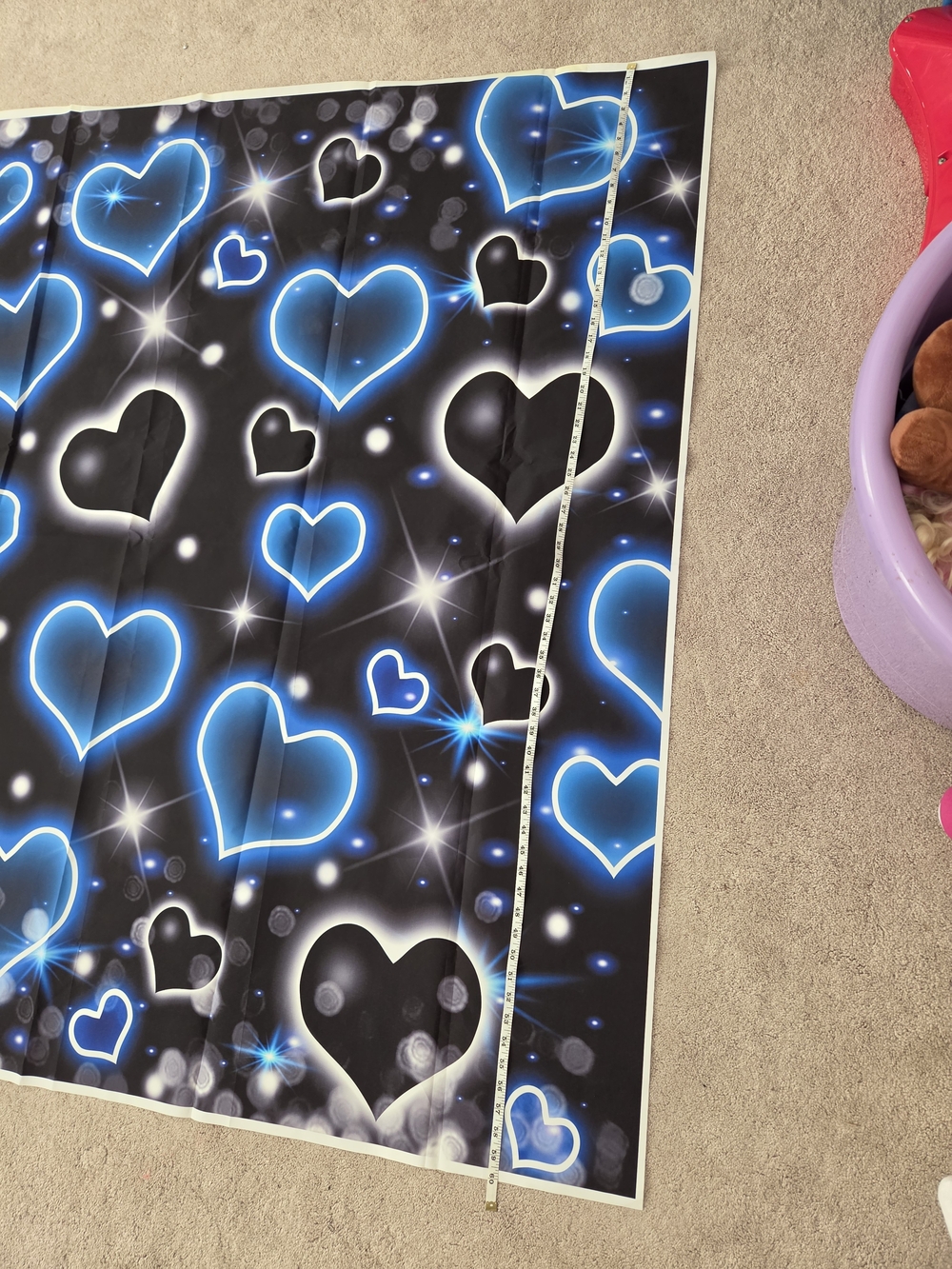 Neon Blue Heart Print Backdrop - Picture 10 of 11